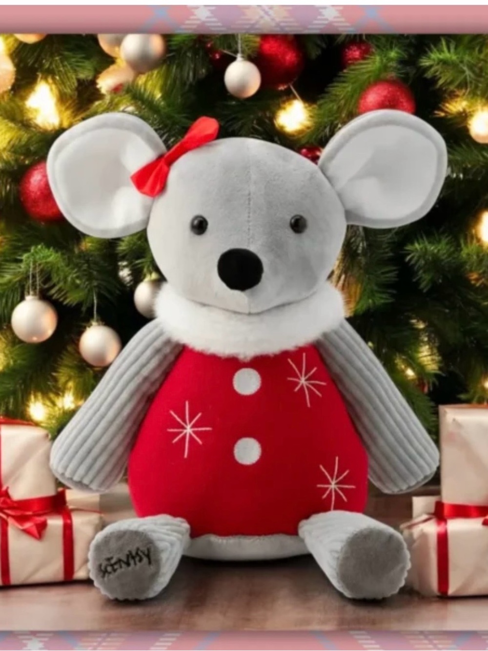 Scentsy Crystal the Holiday Mouse Plush with Bow New